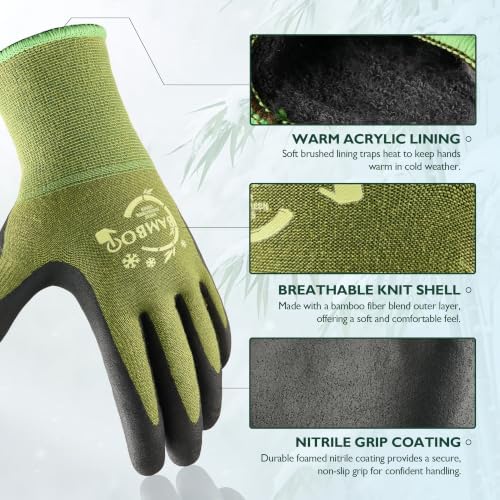 COOLJOB 1 pair Winter Touchscreen Work Garden Gloves, Acrylic Liner,M