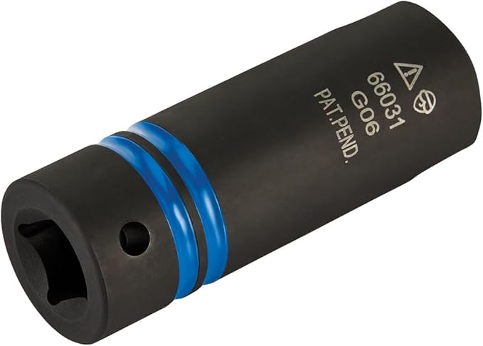 Klein Tools 66031 3-in-1 Slotted Impact Socket, 12-Point Deep Sockets, Coaxial Spring Loaded, 3/4 and 9/16-Inch Hex Sizes, 1/2-Inch Drive