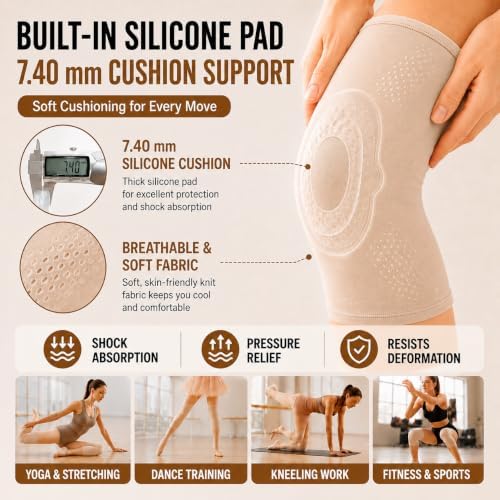 Dance Knee Pads for Women, Gel Knee Sleeves with Ballet Toe Pads