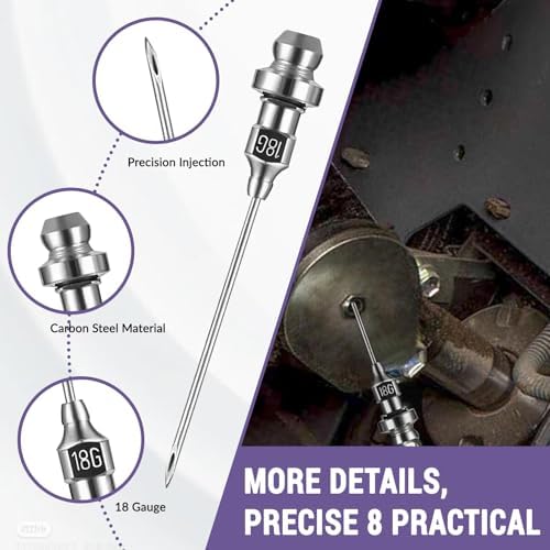 GATTLELIC Grease Gun Tips Accessory 7PCS Kit,Includes Grease Needle Dispenser, 2pcs Grease Needle Nozzles, 90 Degree Grease Coupler Adapter with Sleeves, Coupler, 12 Inch Hose, Zerk Fitting Cleaner