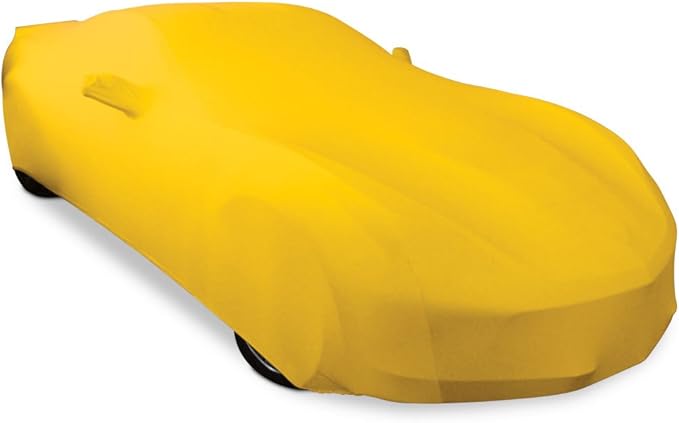 C7 Corvette Indoor Car Cover - Custom Fit Ultraguard Stretch Satin Dust Proof, High End with Storage Bag for 2014-2019 Stingray, Z51, Z06, Grand Sport Corvettes (Yellow)