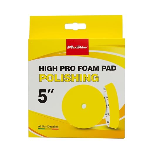 Maxshine 5” Universal High Pro Polishing Foam Pad – Compatible with DA & Rotary Polishers – Professional Detailing Pad for Swirl Removal & Gloss Clarity – Washable & Reusable – Hook & Loop Backing