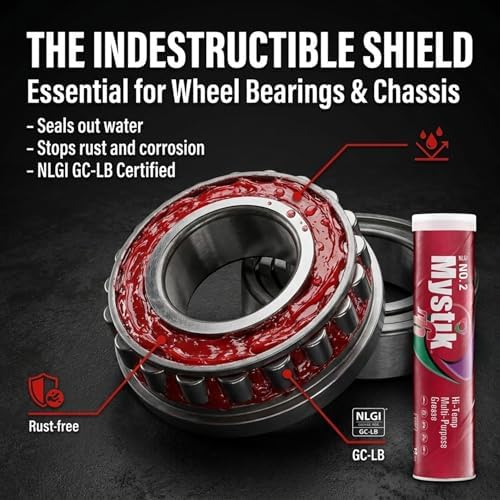 Mystik JT-6 High Temp Grease Tubes for Grease Gun, Multi Purpose Red Lithium Complex, NLGI 2, Wheel Bearing Grease, 14 oz, 10 Pack