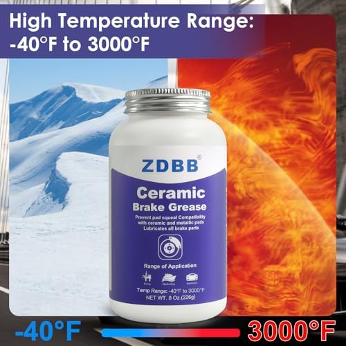 ZDBB Ceramic Brake Lubricant High Temp Caliper Pin Grease Synthetic Brake Lube Break Grease Automotive Squeak Stop Moisture Proof, Heat Resistant, Rust and Corrosion, 8oz Brush Top