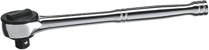 Powerbuilt 1/2" Drive Spin Disc Ratchet, 42-Tooth Gear, Chrome Vanadium Steel, Mirror-Polished Finish, Spiral Handle – 642505