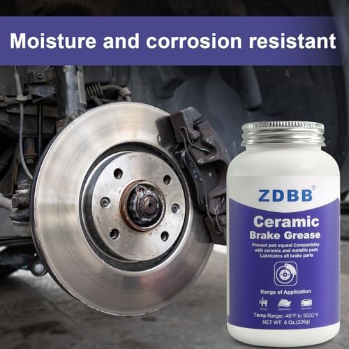 ZDBB Ceramic Brake Lubricant High Temp Caliper Pin Grease Synthetic Brake Lube Break Grease Automotive Squeak Stop Moisture Proof, Heat Resistant, Rust and Corrosion, 8oz Brush Top