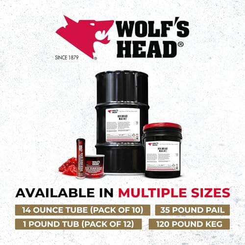 Wolf’s Head Red Grease NLGI #2 (836-88301-91) Premium Tacky Red Grease for Long-Lasting Lubrication, High Temp Protection & Heavy Duty Wheel Bearing/Chassis Use – Made in USA – 14 oz Tube, Pack of 10
