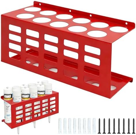 Metal Wall Mount Caulk Tube Holder Rack, Red