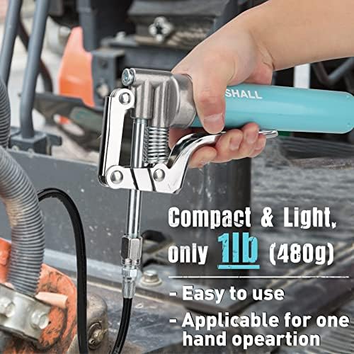 SHALL Mini Grease Gun Kit (3.52OZ, 3000PSI) with Accessories: 2x 4-Jaw Couplers, Sharp Nozzle, Extension Adapter, 3OZ Grease, Reinforced Glove & Cleaner