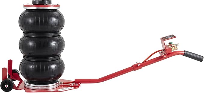 VEVOR Air Jack, 3 Ton/6600 lbs Triple Bag Air Jack, Airbag Jack with Six Steel Pipes, Lift up to 17.7 inch/450 mm, 3-5 s Fast Lifting Pneumatic Jack, with Long Handles for Cars, Repair, (Red)