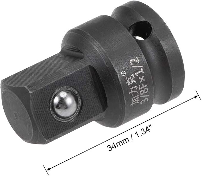 uxcell 3/8" Drive (Female) x 1/2" (Male) Impact Socket Adapter for Use with Impact Wrenches, Breaker Bars, Ratchets, CR-MO Steel
