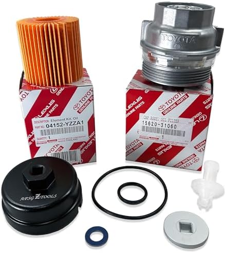 Genuine 04152-YZZA1 oil filter with Genuine 15620-31060 Oil Filter Housing Cap and 15643-31050 Cap Plug includes APSG Wrench and crush washer.