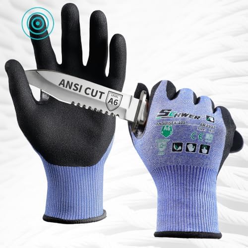 Schwer 60 Pairs Air-Skin A6 Cut Resistant Work Gloves, AR3902, L