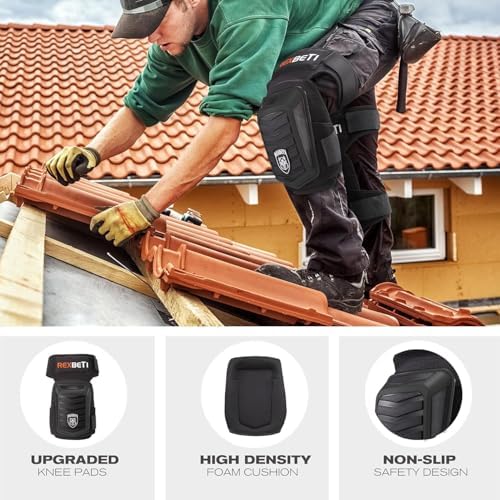 REXBETI Knee Pads for Men, Anti-slip Construction Gel Knee Pads for Work