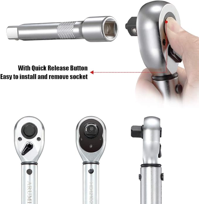 1/2-Inch Drive Click Torque Wrench (10-150 ft.-lb./13.6-203.3Nm) Dual-Direction Adjustable Torque Wrench Set