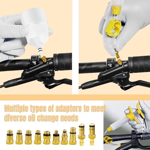 Brake Bleed Kit for Shimano,TEKTRO, TRP Hydraulic Disc Brakes, Bike Hydraulic Brake Bleed Kit with 180 ml Mineral Oil Brake Fluid, Metal adapters, for MTB/Road Bike Brake