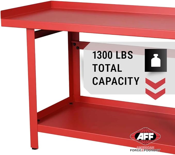 AFF Workbench - Heavy Duty Work Table with Storage Shelf - 1300 LB Capacity
