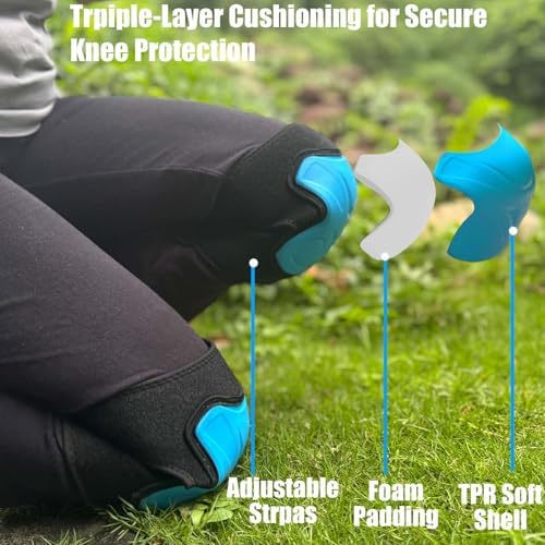 Working Knee Pads for Men Women, Soft Shell Padded, Blue Extra Large 1 Pair