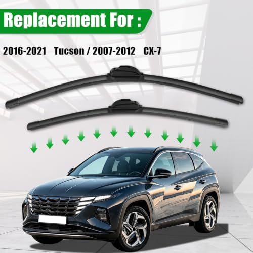 Windshield Wiper Blade compatible with 16-21 Hyundai Tucson/07-12 Mazda CX7