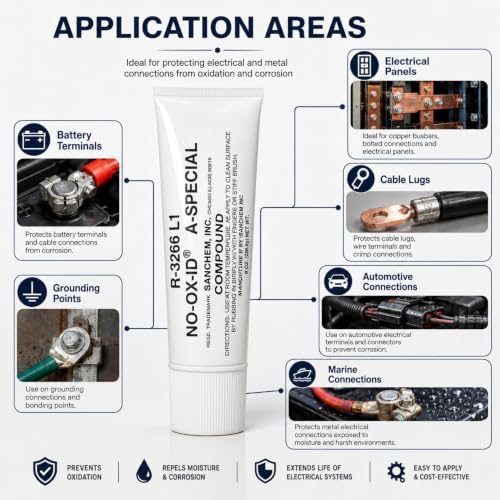 Electrical Grease Compound, 8 oz / 226 g Tube, Conductive Electrical Contact Lubricant for Industrial Connectors, Terminals, Cables, Bus Bars & Switchgear, Made in USA