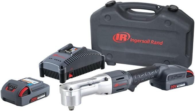 Ingersoll Rand W5350-K22 1/2" 20V Cordless Angle Impact Wrench 2 Battery Kit, 180 ft-lb Torque, Friction Ring Retainer, Inline