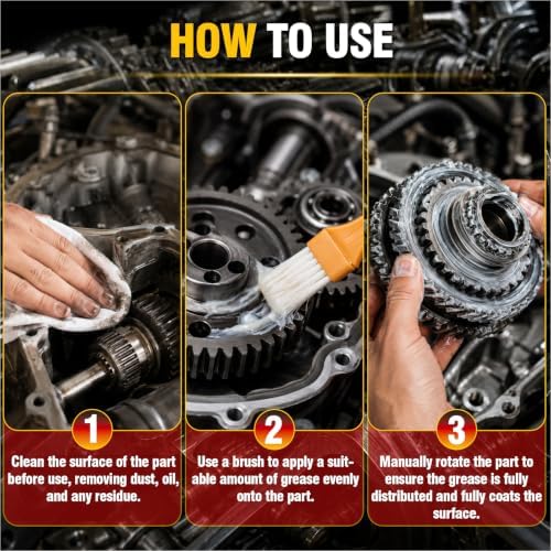 White Lithium Grease, Multi-Purpose Garage Door Lubricant with Brush for Hinges, Bearings, Gears, Track Rails, Ideal for Household, Marine, Automotive, Bike and Industrial Use, Reduces Wear