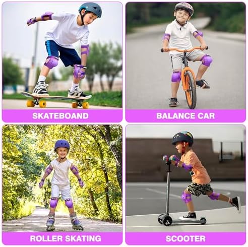 Kids Protective Gear Knee Pads Elbow Pads & Wrist Guards for Roller Skating
