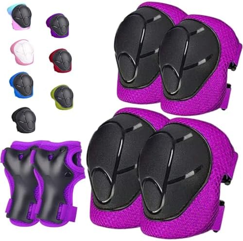 Kids/Youth Knee Pads Elbow Pads for 3-14Years Boys Girls 6 in 1 Kids Protective Gear Set Adjustable for Skating Cycling Bike Rollerblading Scooter Roller Skates