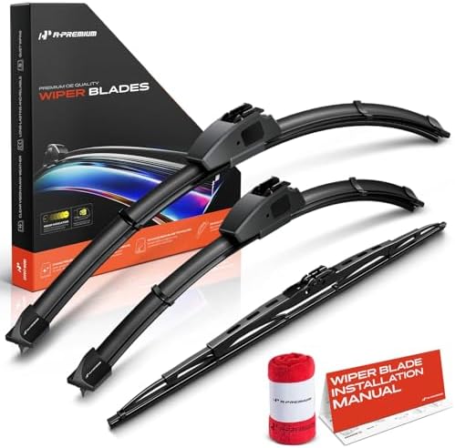 A-Premium 20"+18"+18" Windshield Wiper Blades with Wear Indicator & Towel