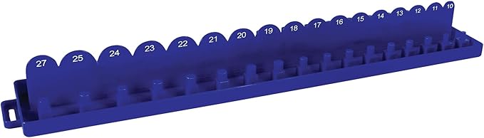 Performance Tool W779 Socket Organizer Tray - Holds 34 Standard and Deep Metric Sockets, Pre-Marked with Size Markings for Easy Viewing, 1/2-Inch Drive