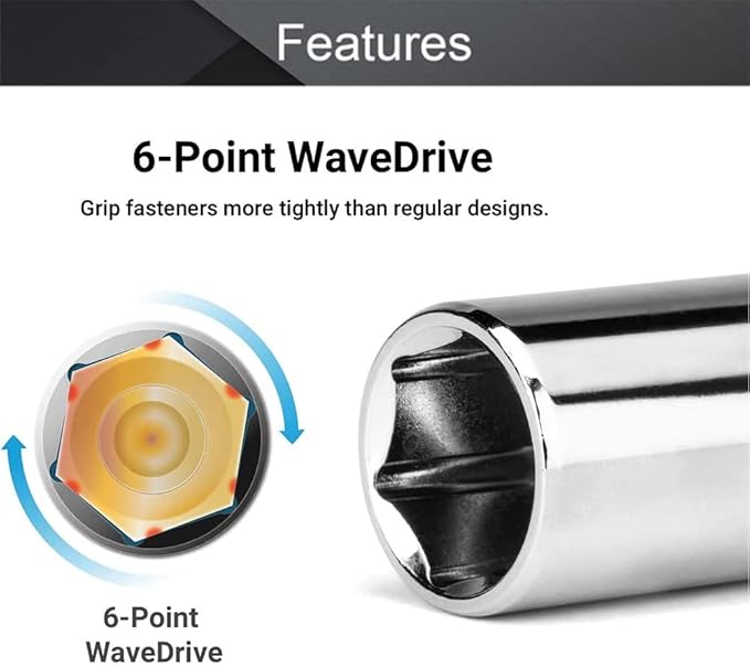 Utoolmart 1/2-Inch Drive 19mm 6-Point Shallow Socket, Metric, Cr-V Chrome-vanadium