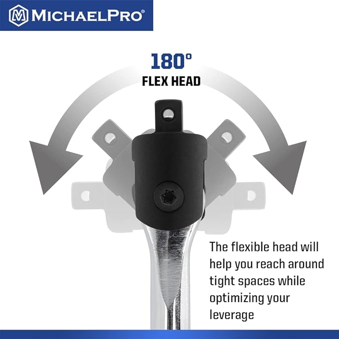 MichaelPro 3/8-Inch Drive x 18-Inch Extension Breaker Bar, Premium Cr-V Steel | MP007005 (3/8" Drive x 18-Inch)