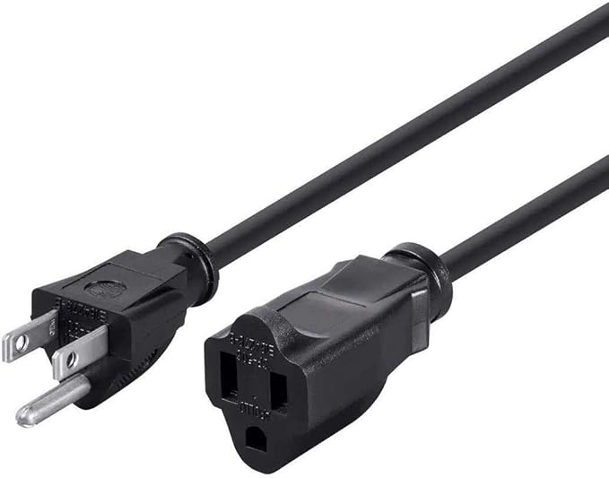 Monoprice 3-Prong Extension Cord - 1 Feet - Black (10 Pack) NEMA 5-15P to NEMA 5-15R, 16AWG, 13A