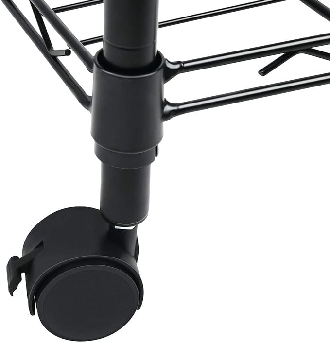 Simple Deluxe 4-Tier Heavy Duty Adjustable Storage Shelf with Wheels, 23.23”W x 17.63”D x 47.24”H, Wide Mobile Metal Shelving Unit, Easy Assembly for Living Room, Office,Black
