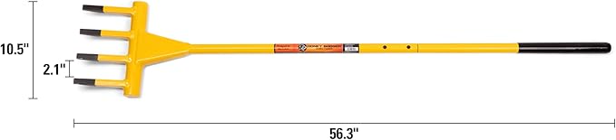 Honey Badger Demolition Fork, 56-inch 4-tine Wrecking Pry Bar, Multipurpose Tool for Flooring, Siding, Trim, Drywall, Roofing, and Decking