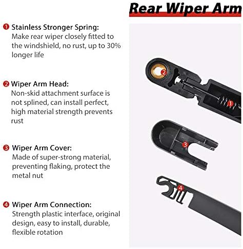 OTUAYAUTO Rear Windshield Back Wiper Arm Blade Replacement for Jeep Grand Cherokee 2014 2015 2016 2017 2018 2019 2020 2021 2022 OE:68197131AA