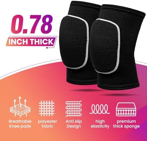 Volleyball Knee Pads,Knee Pads for Women,Men,Kids,Girls,Knee Brace for Basketball Volleyball Football Dance Yoga Tennis Running Cycling Workout Climbing (Black White, Large)