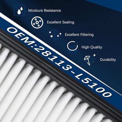 28113-L5100 Engine Air Filter for 2020-2023 Hyundai Santa Fe Hybrid,Sonata Hybrid,Tucson Hybrid,Kia Sorento Sportage(Hybrid Only)