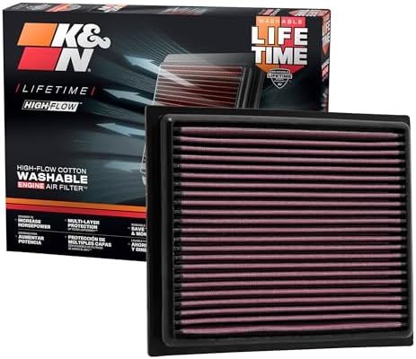 K&N High-Flow Original Lifetime Engine Air Filter: Increase Power: Premium, Washable: Compatible with 2010-2024 Lexus/Mitsubishi/Toyota: (See Product Description for Select Models), 33-2435