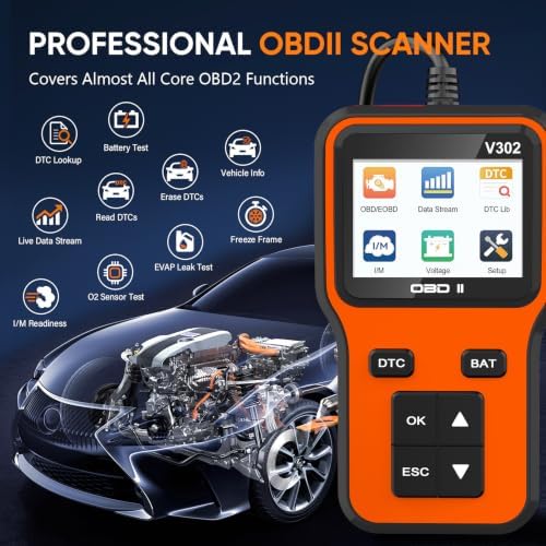 OBD2 Scanner & Engine Code Reader, Car Scanners with Battery Tester