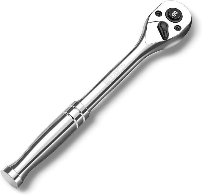 boen 1/2-Inch Drive Ratchet, 90-Tooth Quick-Release Ratchet Wrench, 4-Degree Swing, Reversible, Chrome Alloy Made, Full Polished