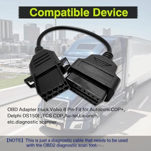 Truck OBD1 to OBD2 Adapter for Volvo 8 Pin Diagnostic Cable Connector