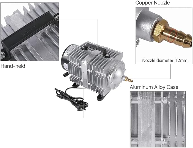 Cloudray 135W Air Compressor Electrical Magnetic Commercial Air Pump 120L/min for CO2 Laser Engraving Cutting Machine ACO-009D（110V 60Hz)