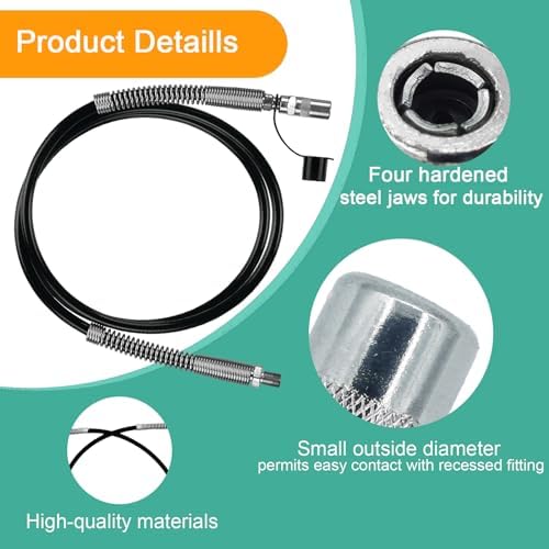 Upgrade DCGG5703-42 42 Inch Grease Gun Hose compatibles with DE-WALT 1/8" NPT Handheld Grease Gun,10, 000 PSI.(With Hp Coupler,Free dust cap)