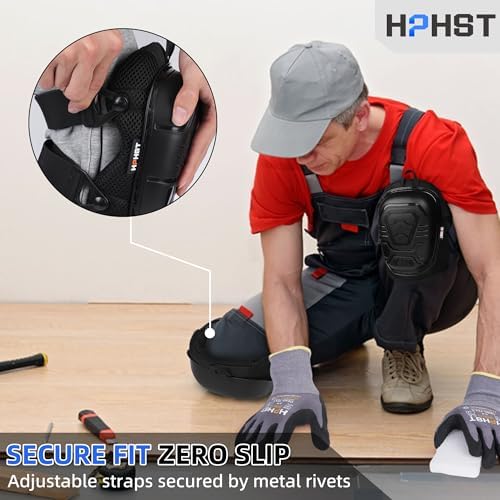 Professional Heavy-Duty Work Knee Pads with Gel & Foam Cushion – Slip-Resistant Support for Construction, Flooring, and Gardening (Black)