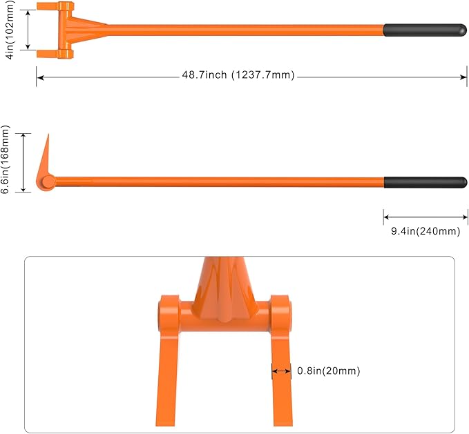 Pallet Buster 48" Thick 3mm Handle Deck Board Removal Tool, Fully Welded Pallet Tool Deck Pry Bar, All Steel Deck Removal Tool with Non-Slip Grip, One Piece Handle