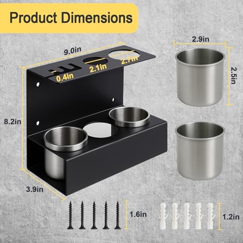 Grease Gun Holder, Wall Mount Grease Gun Storage Rack, Organizer for Workshop, Garage, Shop with Removable Drip Tray & Spare Cartridge Storage