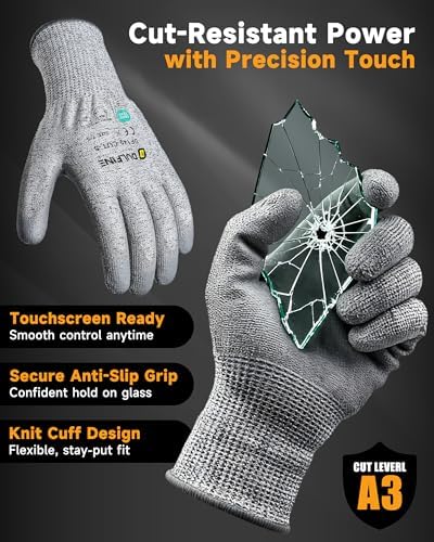 DULFINE A3/A4/A9 Cut Resistant 2/3/6/12 Pairs Work Gloves for Men & Women