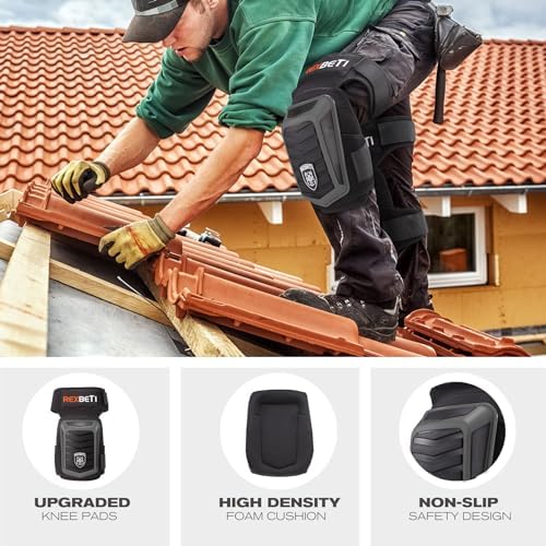 REXBETI Knee Pads for Men, Anti-slip Construction Gel Knee Pads for Work