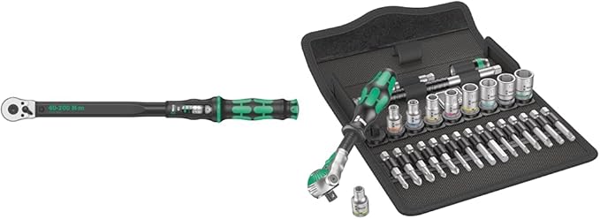 Wera Torque Wrench & Ratchet Set - 5075622001 1/2" Drive 40-200 Nm Torque Wrench, 05004016001 28 Pc 1/4" Drive Metric Ratchet Set